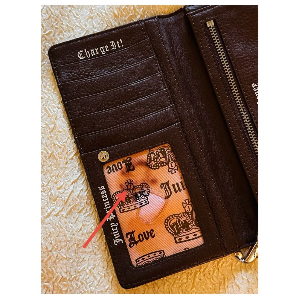 Vintage Juicy Couture Credit Card Wallet Y2K Pink Brown - Picture 9 of 9